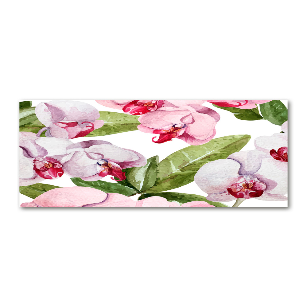 Glass acrylic wall art Pink orchids