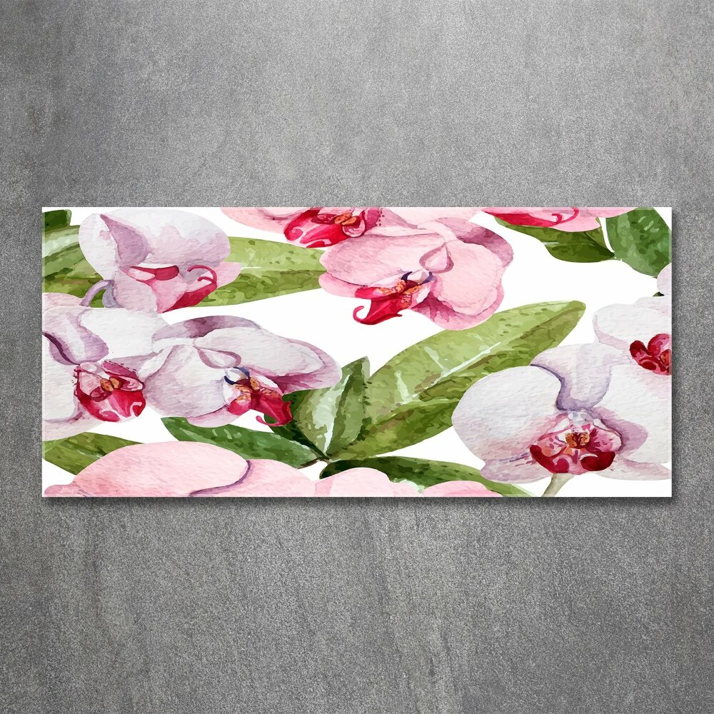 Glass acrylic wall art Pink orchids