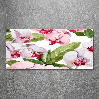 Glass acrylic wall art Pink orchids