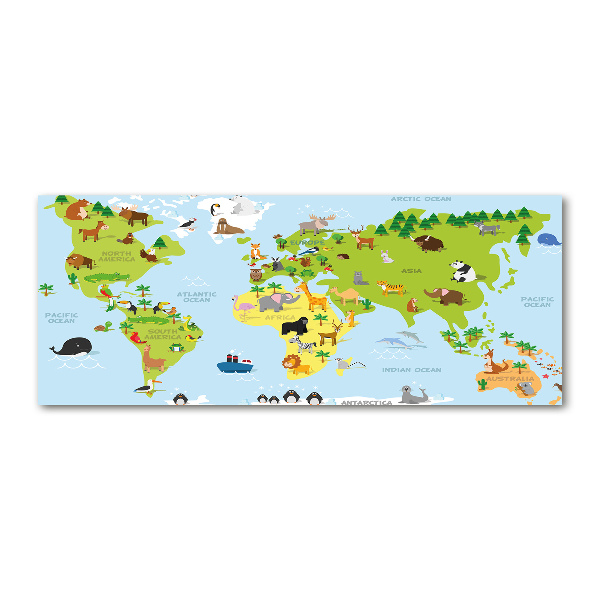 Glass acrylic wall art Map of Animals