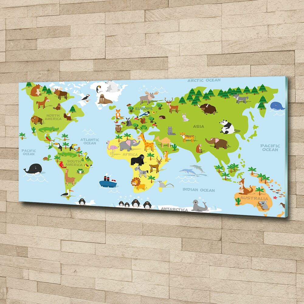 Glass acrylic wall art Map of Animals