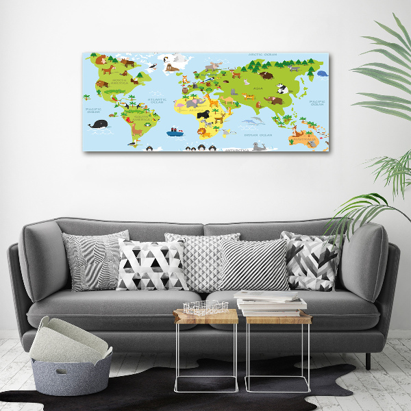 Glass acrylic wall art Map of Animals