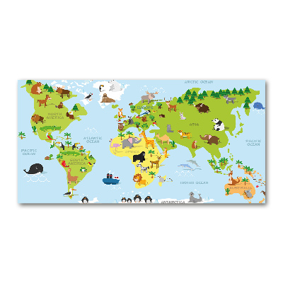 Glass acrylic wall art Map of Animals