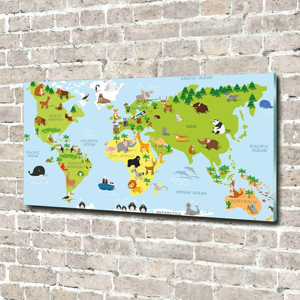 Glass acrylic wall art Map of Animals