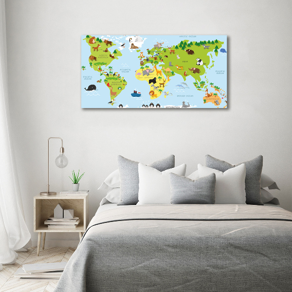 Glass acrylic wall art Map of Animals