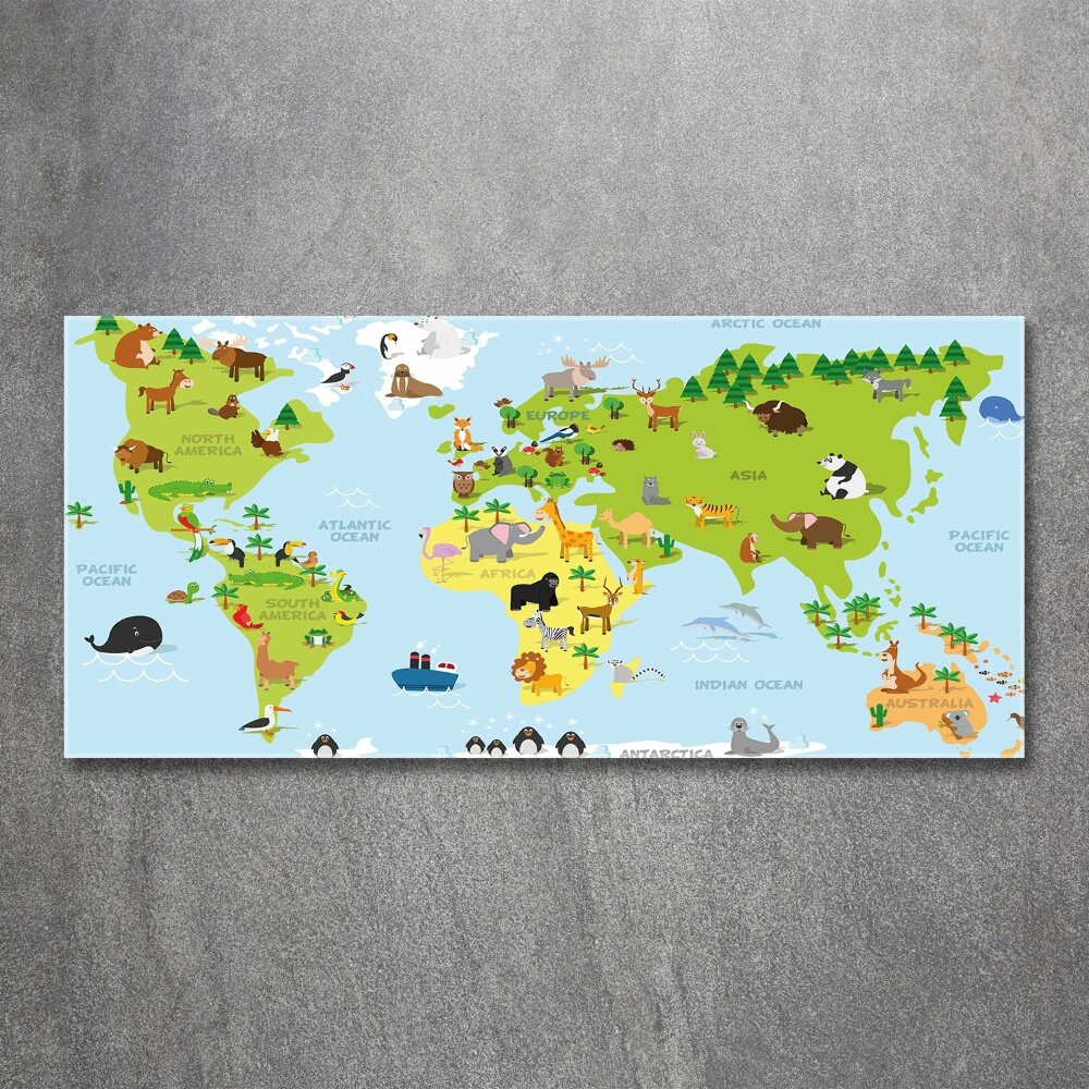 Glass acrylic wall art Map of Animals