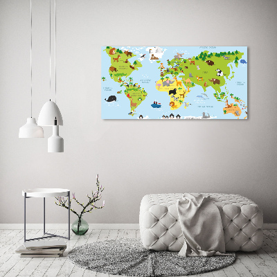 Glass acrylic wall art Map of Animals