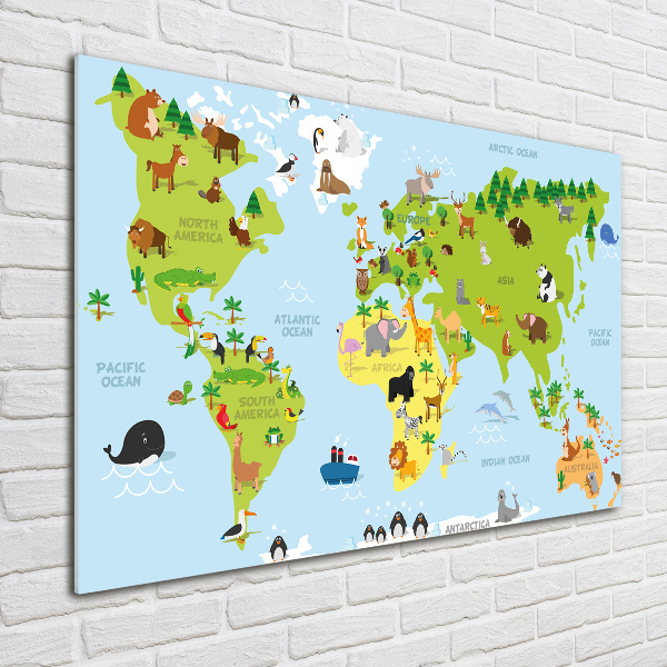 Glass acrylic wall art Map of Animals