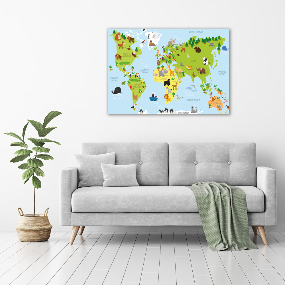 Glass acrylic wall art Map of Animals