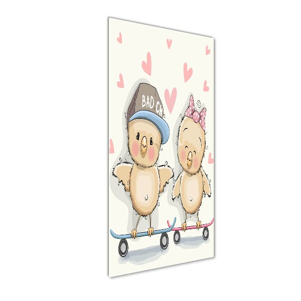 Acrylic glass print Skateboard chickens