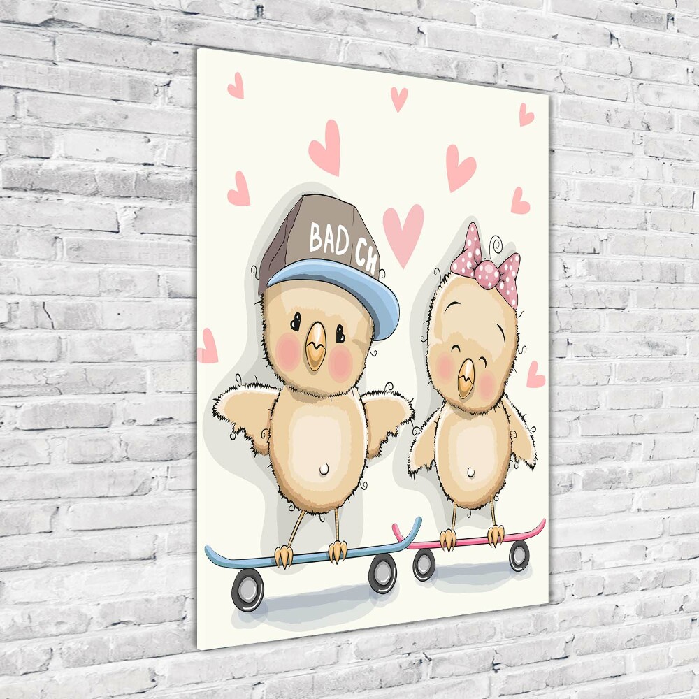 Acrylic glass print Skateboard chickens