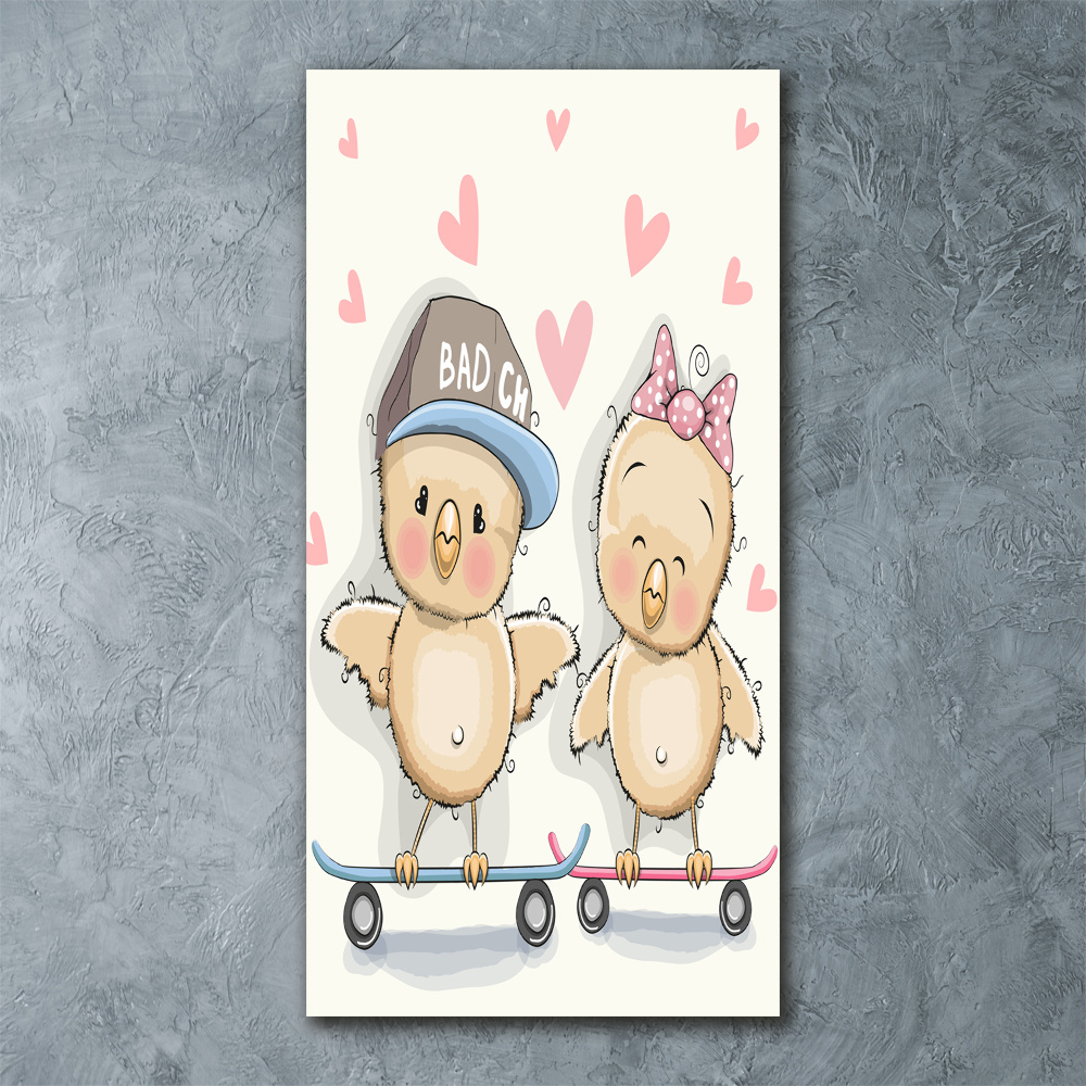 Acrylic glass print Skateboard chickens