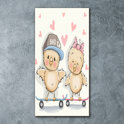 Acrylic glass print Skateboard chickens