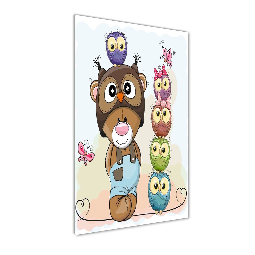 Print on acrylic glass Bear and owls