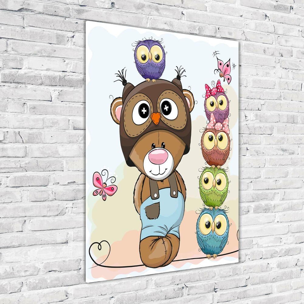 Print on acrylic glass Bear and owls