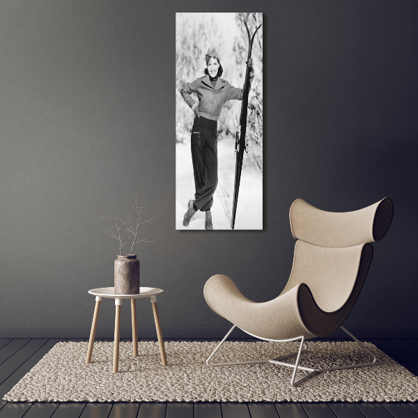 Print on acrylic glass A woman with skis