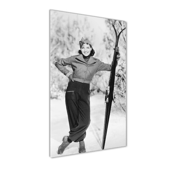 Print on acrylic glass A woman with skis