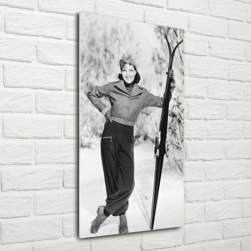 Print on acrylic glass A woman with skis