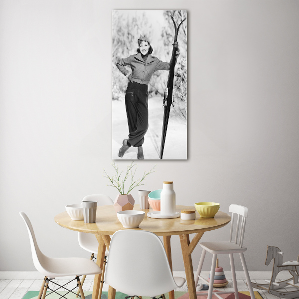 Print on acrylic glass A woman with skis