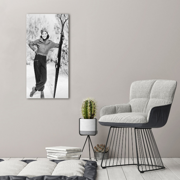 Print on acrylic glass A woman with skis