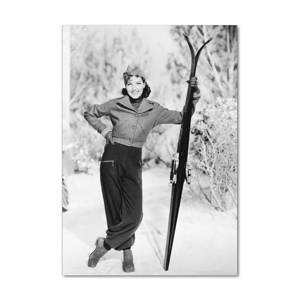 Print on acrylic glass A woman with skis