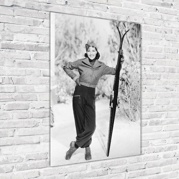 Print on acrylic glass A woman with skis