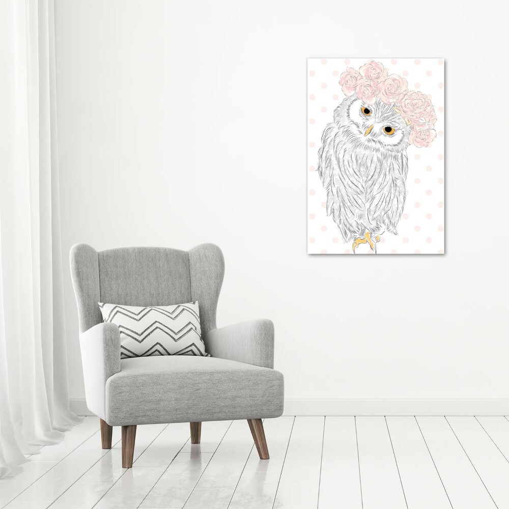 Print on acrylic glass Owl in a wreath