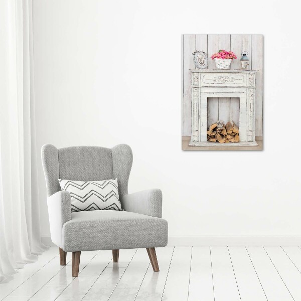 Print on acrylic glass Wooden fireplace