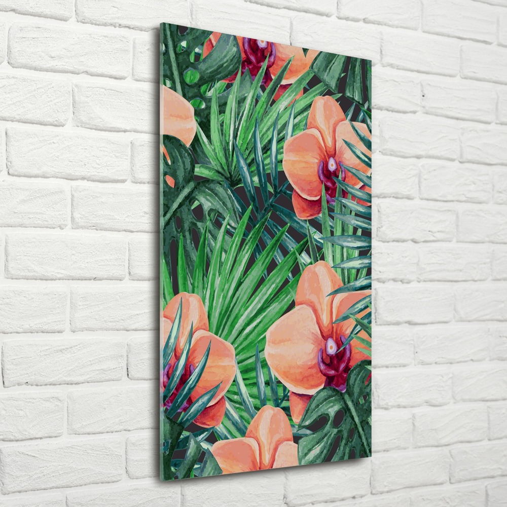 Wall art acrylic Orchid and palm trees