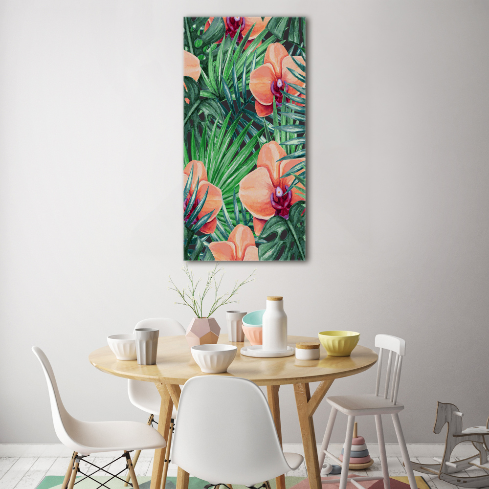 Wall art acrylic Orchid and palm trees