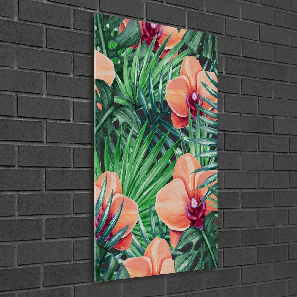 Wall art acrylic Orchid and palm trees