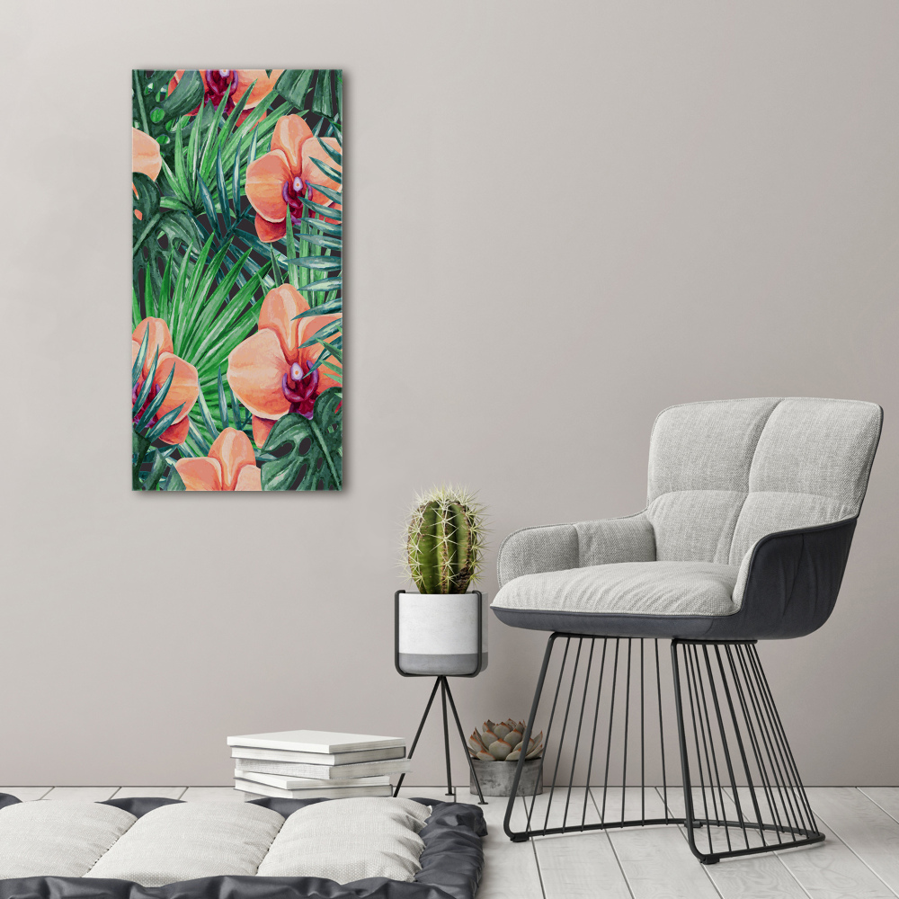 Wall art acrylic Orchid and palm trees