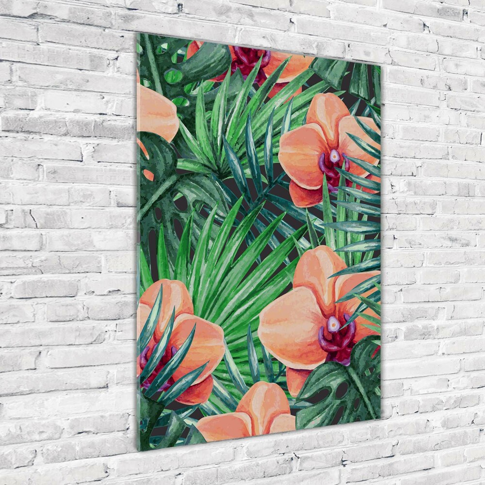 Wall art acrylic Orchid and palm trees