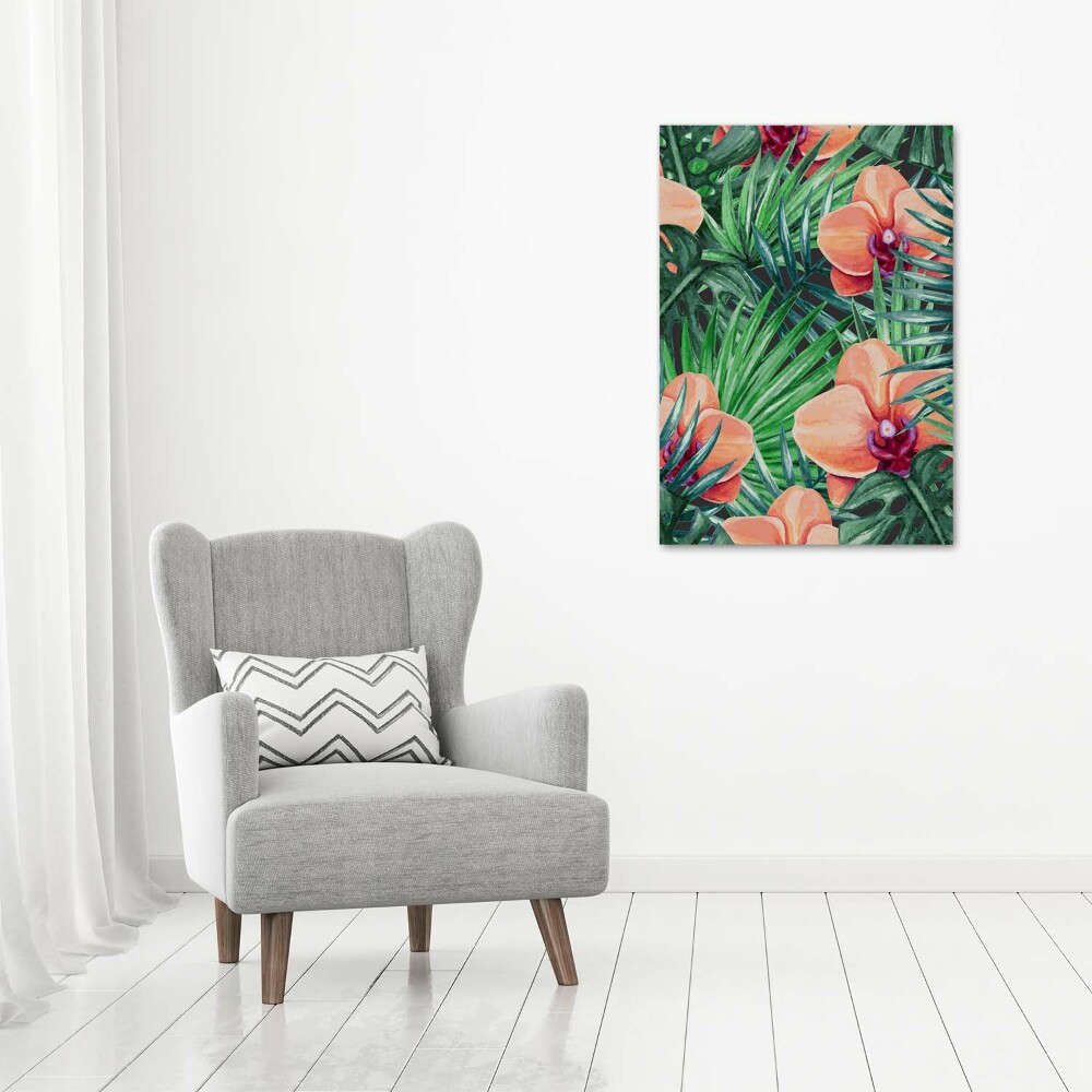 Wall art acrylic Orchid and palm trees