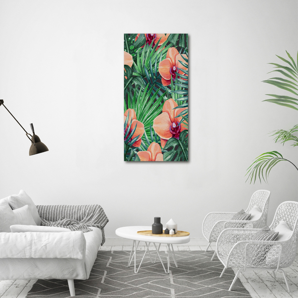 Wall art acrylic Orchid and palm trees