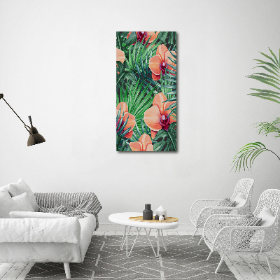 Wall art acrylic Orchid and palm trees