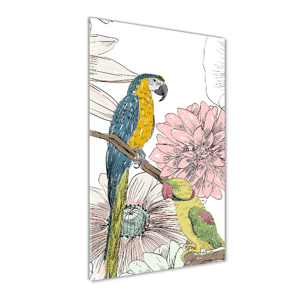 Wall art acrylic Parrots and flowers