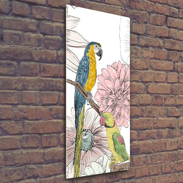 Wall art acrylic Parrots and flowers