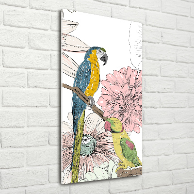 Wall art acrylic Parrots and flowers