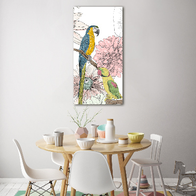 Wall art acrylic Parrots and flowers