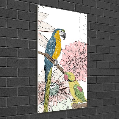 Wall art acrylic Parrots and flowers