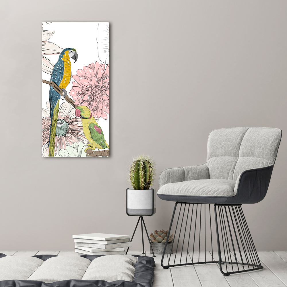 Wall art acrylic Parrots and flowers