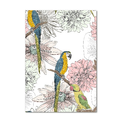 Wall art acrylic Parrots and flowers