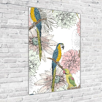 Wall art acrylic Parrots and flowers