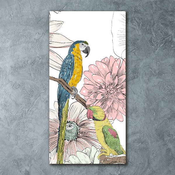 Wall art acrylic Parrots and flowers