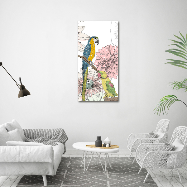 Wall art acrylic Parrots and flowers