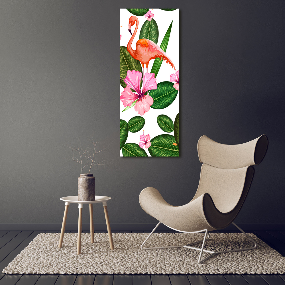 Wall art acrylic Flamingos and flowers