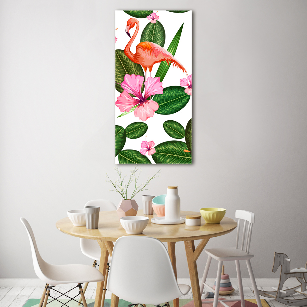 Wall art acrylic Flamingos and flowers