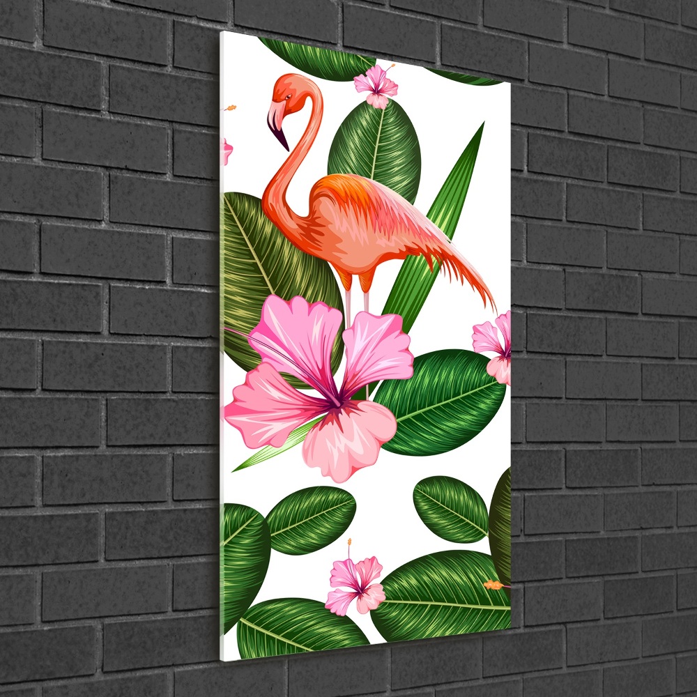 Wall art acrylic Flamingos and flowers