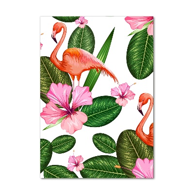 Wall art acrylic Flamingos and flowers